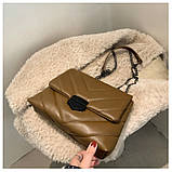 Маленька жіноча коричнева сумочка на ланцюжку, фото 4