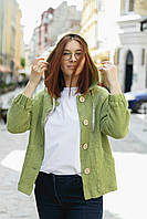 Льняная женская куртка с вафельной структурой VIL'NI Тулуза зеленый