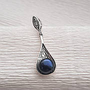 Срібний кулон з чорною перлиною Авокадо