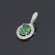 Срібний кулон Бездоганний овал зелений фіаніт