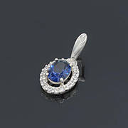 Срібний кулон Бездоганний овал синій фіаніт