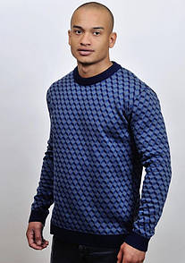 Стильний чоловічий светр великих розмірів з круглим вирізом "Куб"