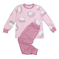 Трикотажная хлопковая пижама Ежики розовый Minikin