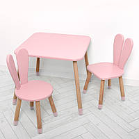 Столик и два стульчика Зайчик Bambi 04-025R+1 розовый