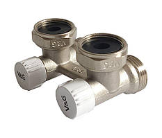 Вузол Н-подіб. кутовий 3/4"В x 3/4" євроконус без ніп, з вентилями  V&G
