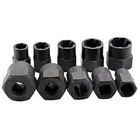 Екстрактори для пошкоджених болтів, гаєк, 9-19м, HSS-сталь, 10 шт