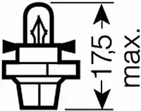 Лампа вспомогат. освещения BX8,4d 12V 1.2W BX8.4d (пр-во OSRAM)
