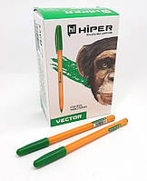 Ручка маслянная Hiper Vector, 0,7мм, зеленая, ЦЕНА ЗА УП. 50ШТ, в кор. 10*6*15см