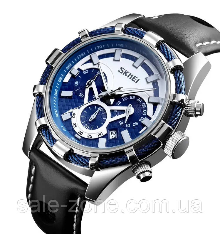 Классические мужские часы Skmei 9189 серебристые - фото 1 - id-p1673631422