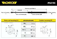 Газовая пружина Monroe ML6186, крышка багажник для VW PASSAT (362)