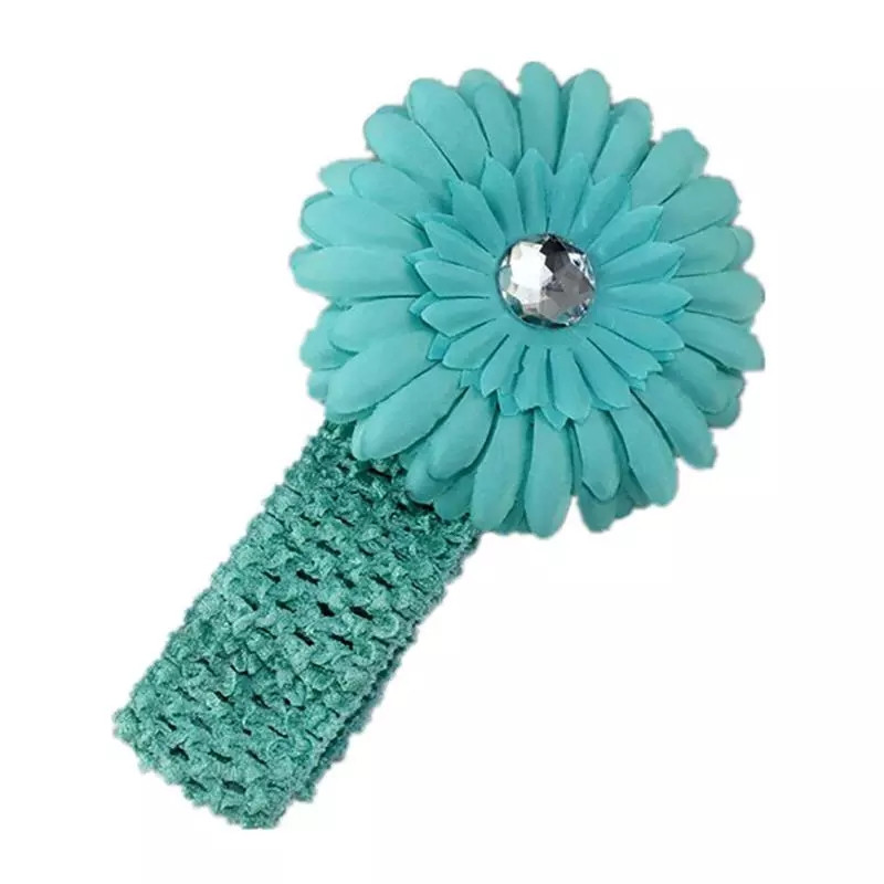 Дитяча пов'язка з квіткою бірюзова - розмір універсальний (на резинці), квітка 11см, фото 1