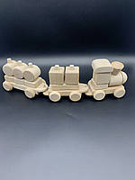 Деревянная детская игрушка "Поезд" (паровозик и два вагона) из экологического материала