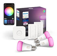 Стартовый комплект Philips Hue E27 White and Color 800лм 3 шт. + Philips Hue Bridge + Dimmer Switch, 2 шт.