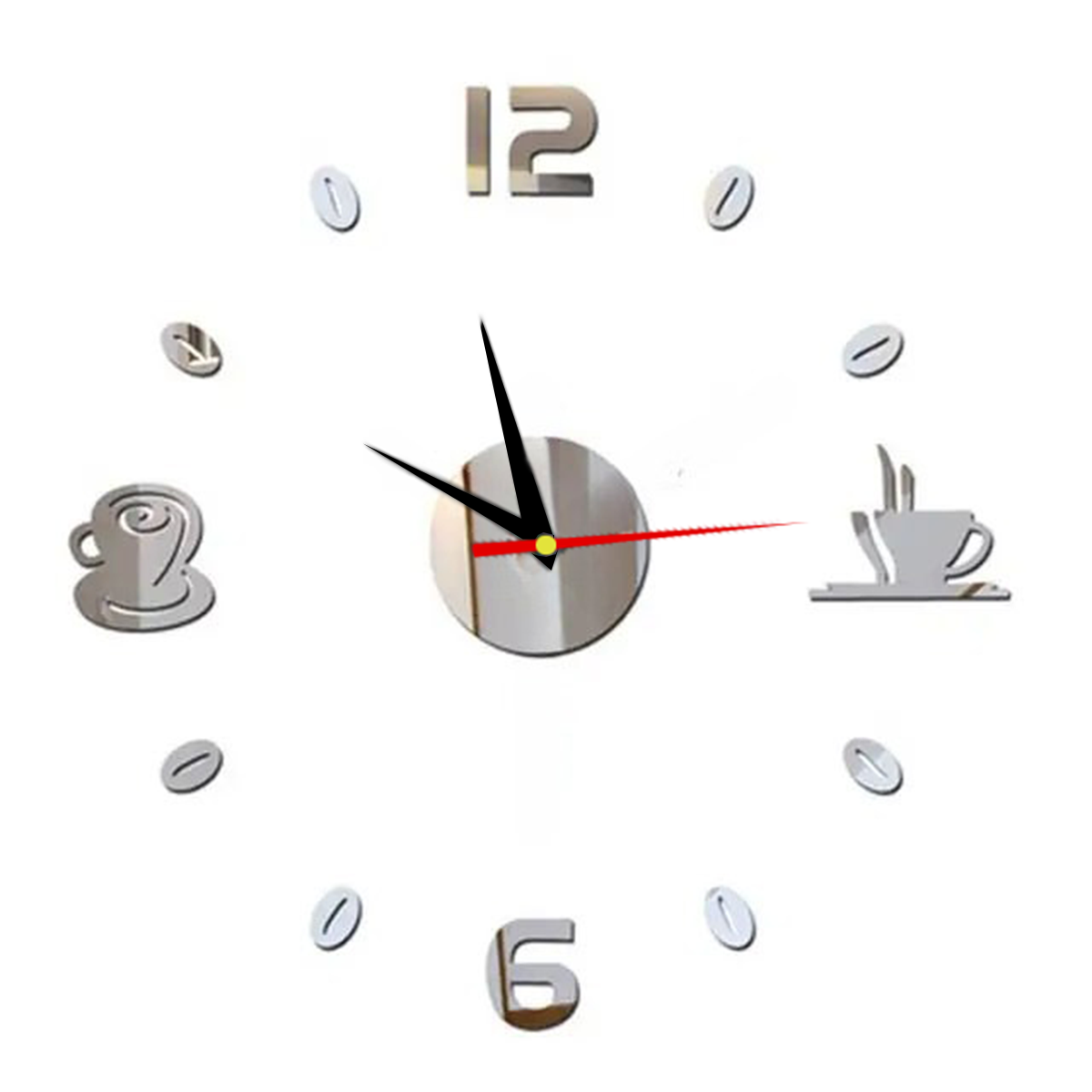 Настінний 3D годинник "Coffee mini" — безкаркасний акриловий настінний 3Д-годинник, самоклейний, діаметр 38 см, фото 1