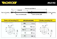 Газовая пружина Monroe ML5193, крышка багажник для SEAT TOLEDO II (1M2)