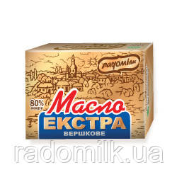 Масло селянське солодковершкове ЕКСТРА 80% жирності в ящиках по 10 кг, ТМ Радомілк