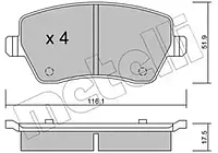 Комплект тормозных колодок Metelli 22-0485-0 23973, дисковый тормоз для DACIA DOKKER