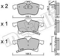 Комплект тормозных колодок Metelli 22-0539-0 23832, дисковый тормоз для OPEL ADAM