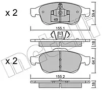 Комплект тормозных колодок Metelli 22-0817-0 24538, дисковый тормоз для DACIA DOKKER