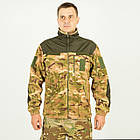 Кофта флісова Мультикам комбінована з плащівкою, чоловіча тактична, з липучками під шеврони, фото 2