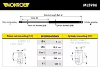 Газовая пружина Monroe ML5986, крышка багажник для HYUNDAI ACCENT II (LC)