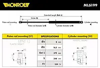 Газовая пружина Monroe ML6199, капот для DACIA LOGAN II