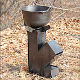 Турбопічка 2 мм (середня) дров'яна реактивна туристична для риболовлі турбочкова піч "Ракета", фото 5