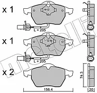 Комплект тормозных колодок Metelli 22-0181-3 21938, дисковый тормоз для AUDI A6 (4B2, C5)