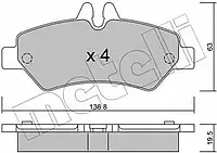 Комплект тормозных колодок Metelli 22-0672-0 29190, дисковый тормоз для MERCEDES-BENZ SPRINTER 3,5-t c