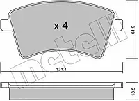 Комплект тормозных колодок Metelli 22-0812-0 24693, дисковый тормоз для MERCEDES-BENZ CITAN Combi (415)