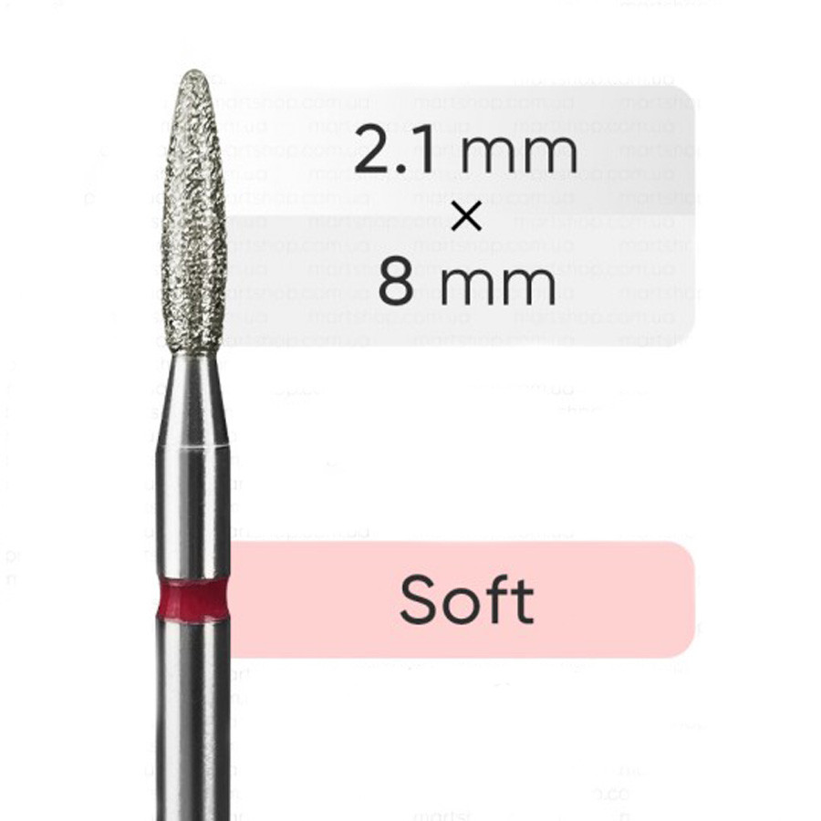 Фреза алмазна MART полум'я тупе червоне 2,1*8 мм, фото 1