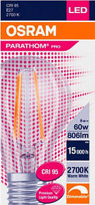 Лампа LED OSRAM PARATHOM PRO Filament A60 DIM 8W (806Lm) 2700К CRI95 E27 99230