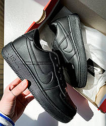 Nike Air Force 1 Total Black Жіночі та чоловічі кросівки Кеди Найк Аїр Форс Чорні Демісезон Унісекс