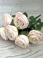 Штучна троянда. Букет декоративних троянд (біло-рожева 40 см, 7 голов), фото 2