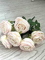 Штучна троянда. Букет декоративних троянд (біло-рожева 40 см, 7 голов), фото 4