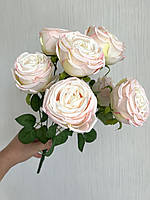 Штучна троянда. Букет декоративних троянд (біло-рожева 40 см, 7 голов), фото 5