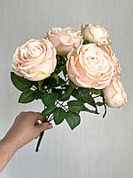Штучні троянди . Букет декоративних троянд. ( персикова 40 см, 7 голів ), фото 5