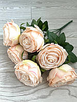 Штучні троянди . Букет декоративних троянд. ( персикова 40 см, 7 голів ), фото 3