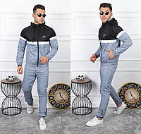 Чоловічий спортивний костюм Nike (Найк) (2211), плащівка, Туреччина, весняний осінній, сірий чорний. Чоловічий одяг