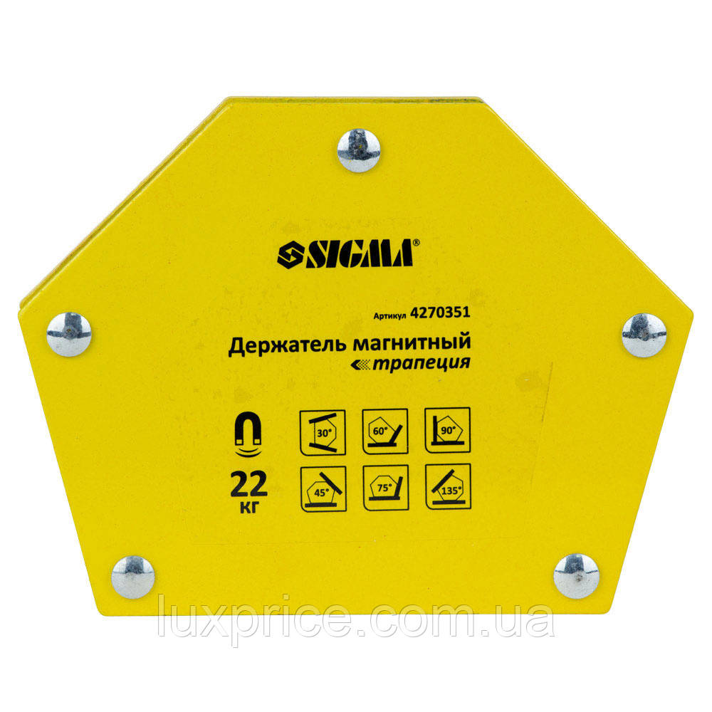 Магніт для зварки трапеція 22кг 90×54×54×43мм (30.45,60.75,90.135°) SIGMA (4270351)    Luxprice, фото 1