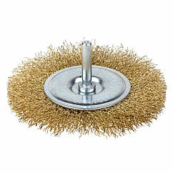 Щітка дротяна дископодібна Ø100мм хвостовик Ø6мм (латуньована) GRAD (9032105) Luxprice
