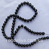Нимистини керамічні мрамурові чорні діаметр 12 мм на нитці, фото 2