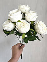 Штучні троянди. Букет декоративних троянд. (Білий 40 см, 7 голів ), фото 6