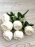 Штучні троянди. Букет декоративних троянд. (Білий 40 см, 7 голів ), фото 2