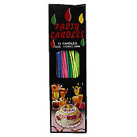 Набор свечей для торта "Party Candles" 15*0,2см, 24шт, mix, без/этик.