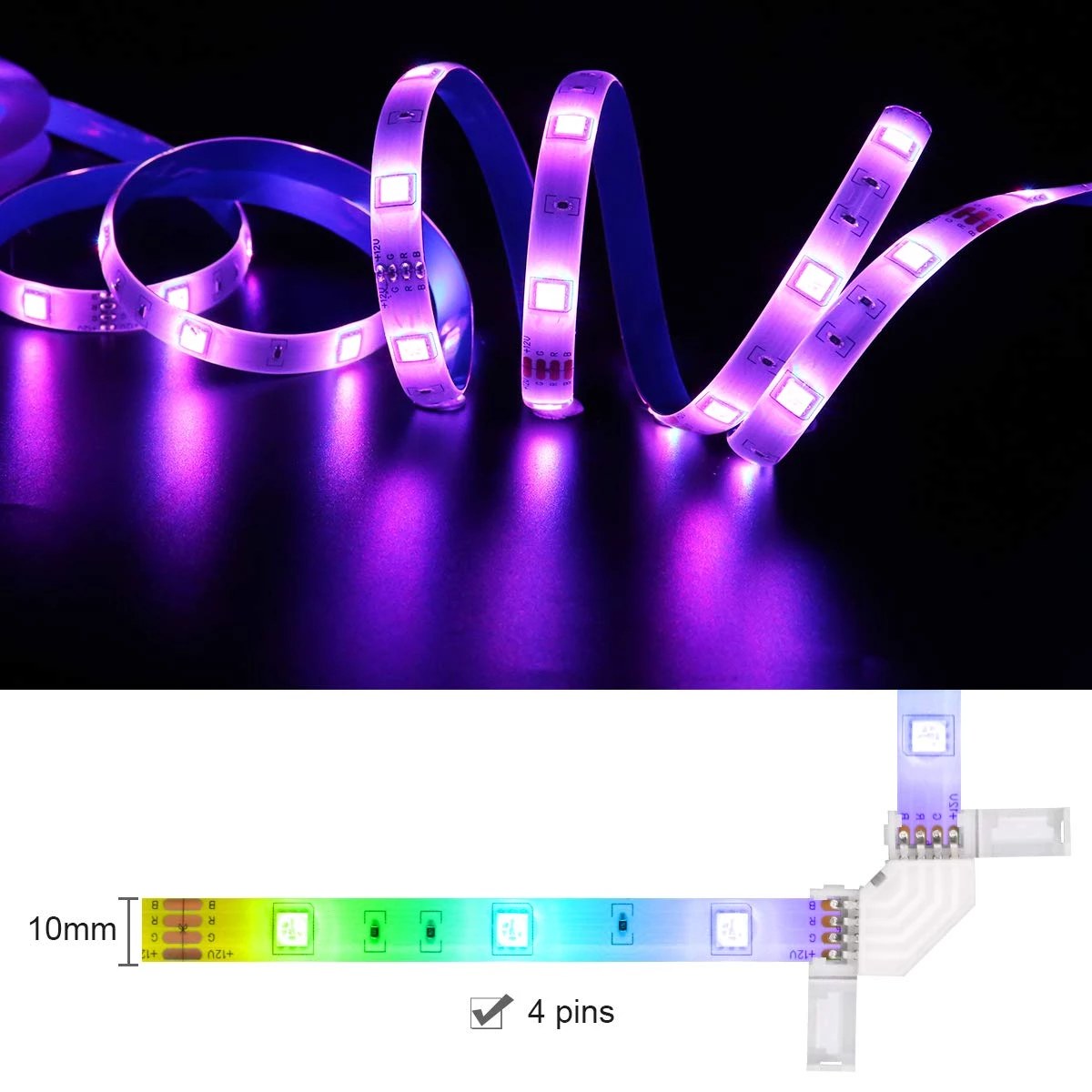 Коннектор для светодиодной ленты LED угловой L-образный 10мм 4pin (ID ...
