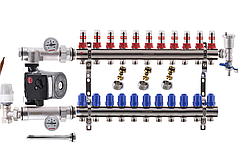 Колектор для теплої підлоги в складі на 11 контурів з насосом KOER