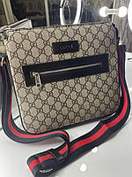 Мужская сумка Gucci через плечо мессенджер - планшетка Gucci гучи из эко кожи бежевая Турция. Живое фото