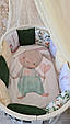 Комплект дитячої постільної білизни в кругле овальне ліжечко «Зелені зайчики», фото 2