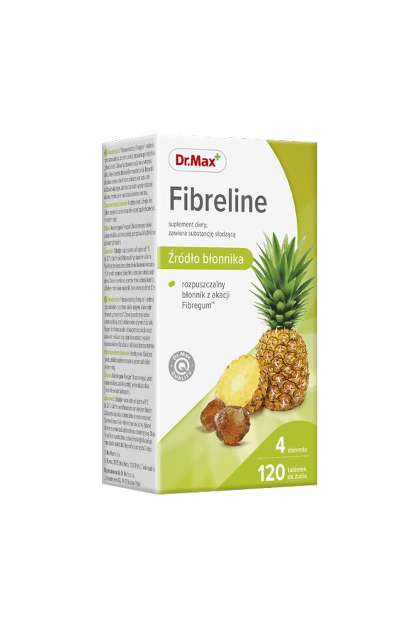 Dr.Max Fibreline 100% розчинне волокно акації + ананасовий сік для гарного функціонування кишківника, 120 таб. До 06/2026
